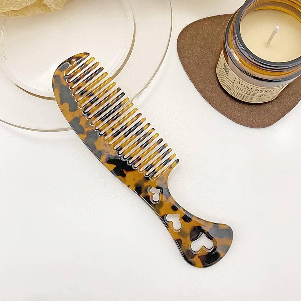 Vintage Acetate Heart Comb For Hair Makeup_Cwmm6432