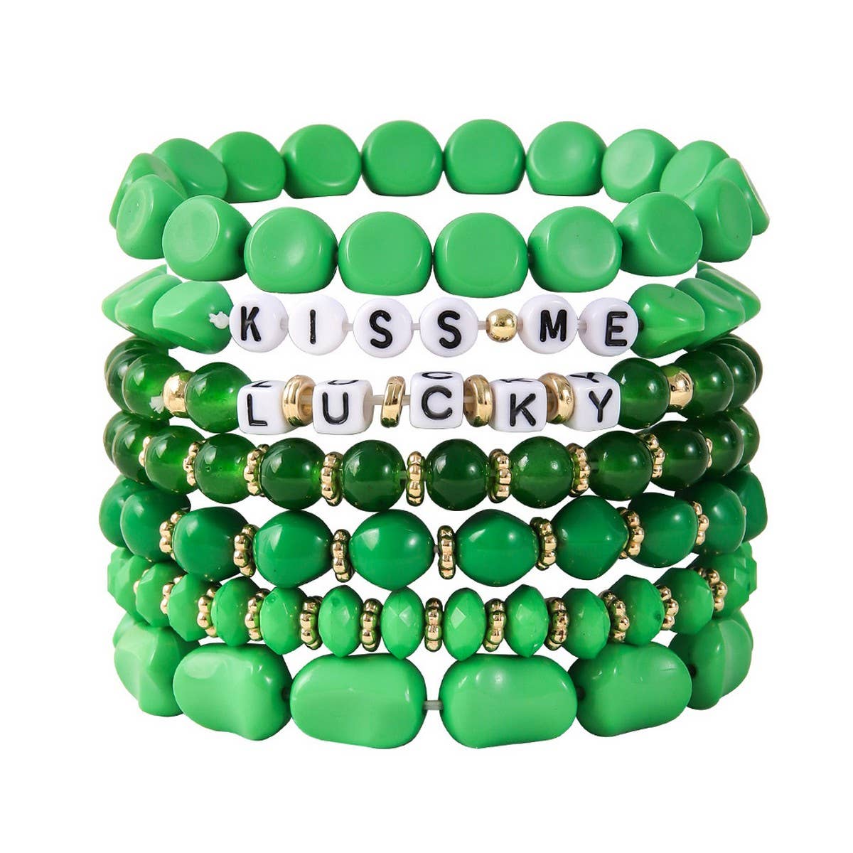 ST PATRICKS DAY ACRYLIC BEADED BRACELET SET_CWMM3504