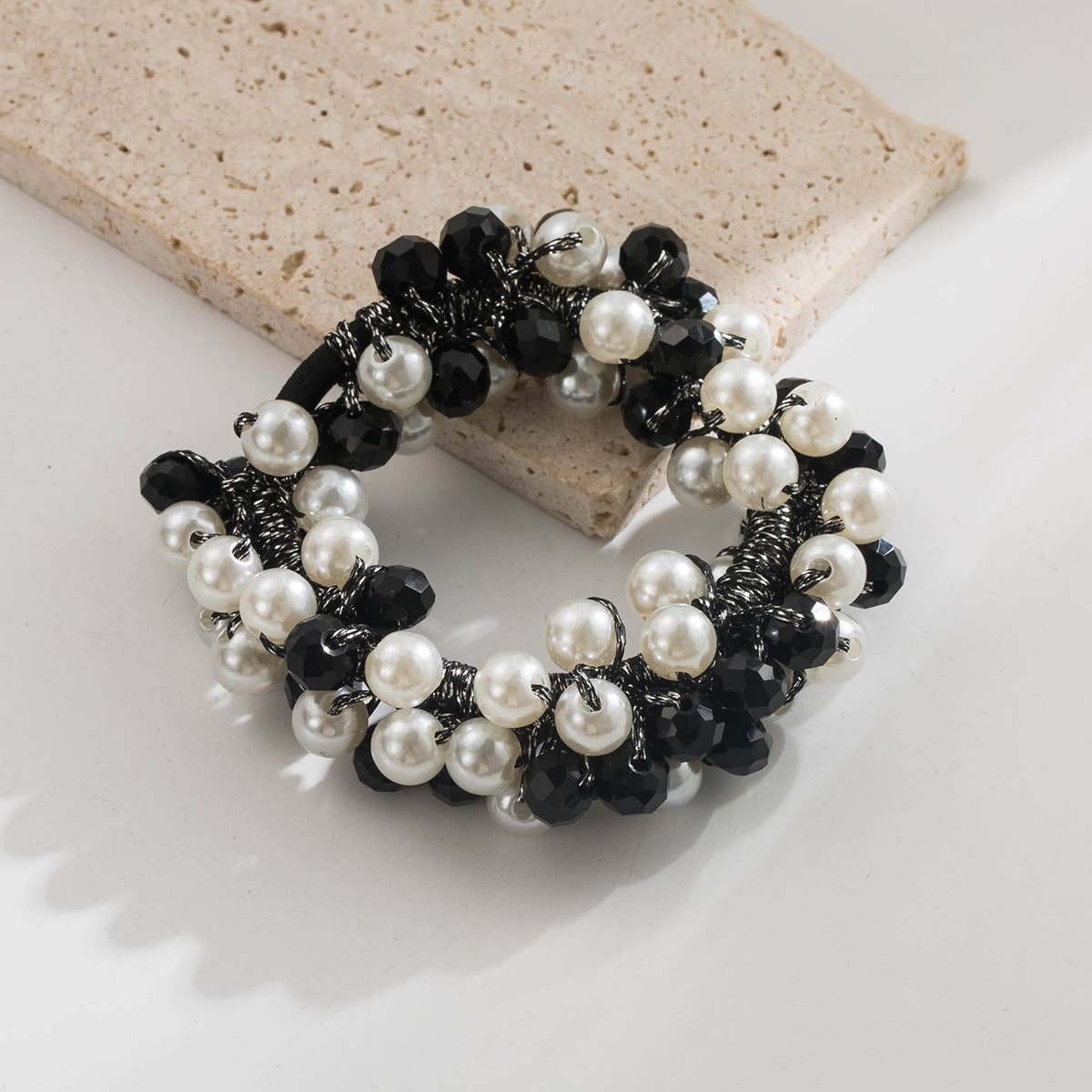Colorful Crystal Beaded Ponytail Hair Tie_Cwaje05907
