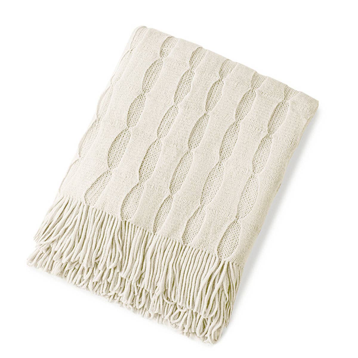 KNITTED THIN TASSEL SOFA BLANKET BED END BLANKET_CWMM0222