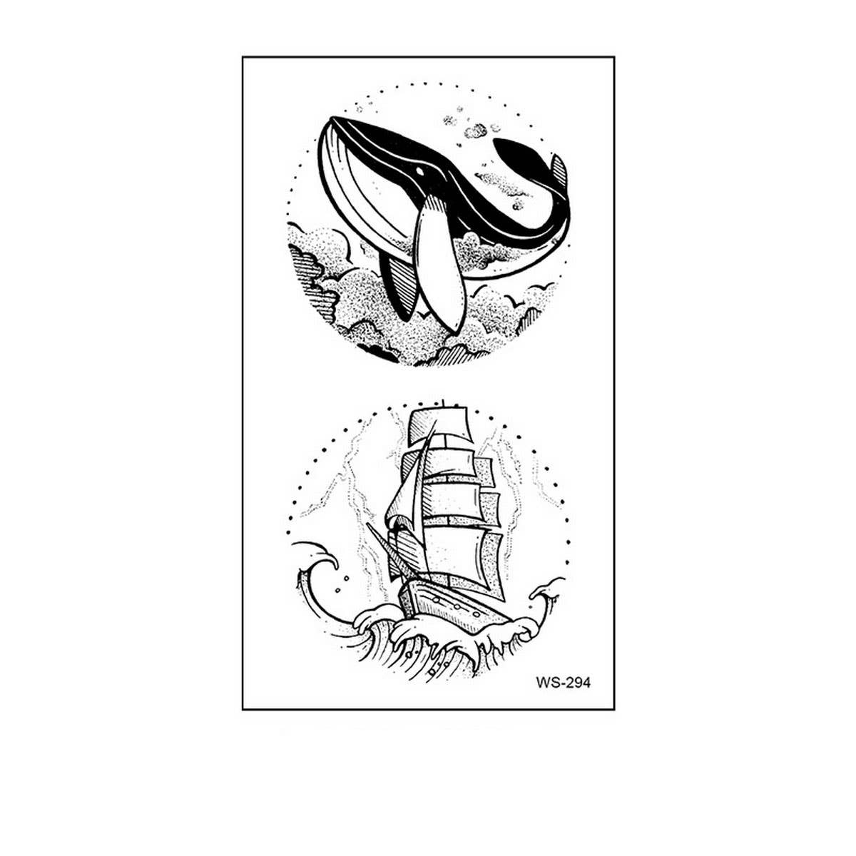 MINIMALIST NATURE TATTOO STICKERS WHALE FOREST_CWMM8365