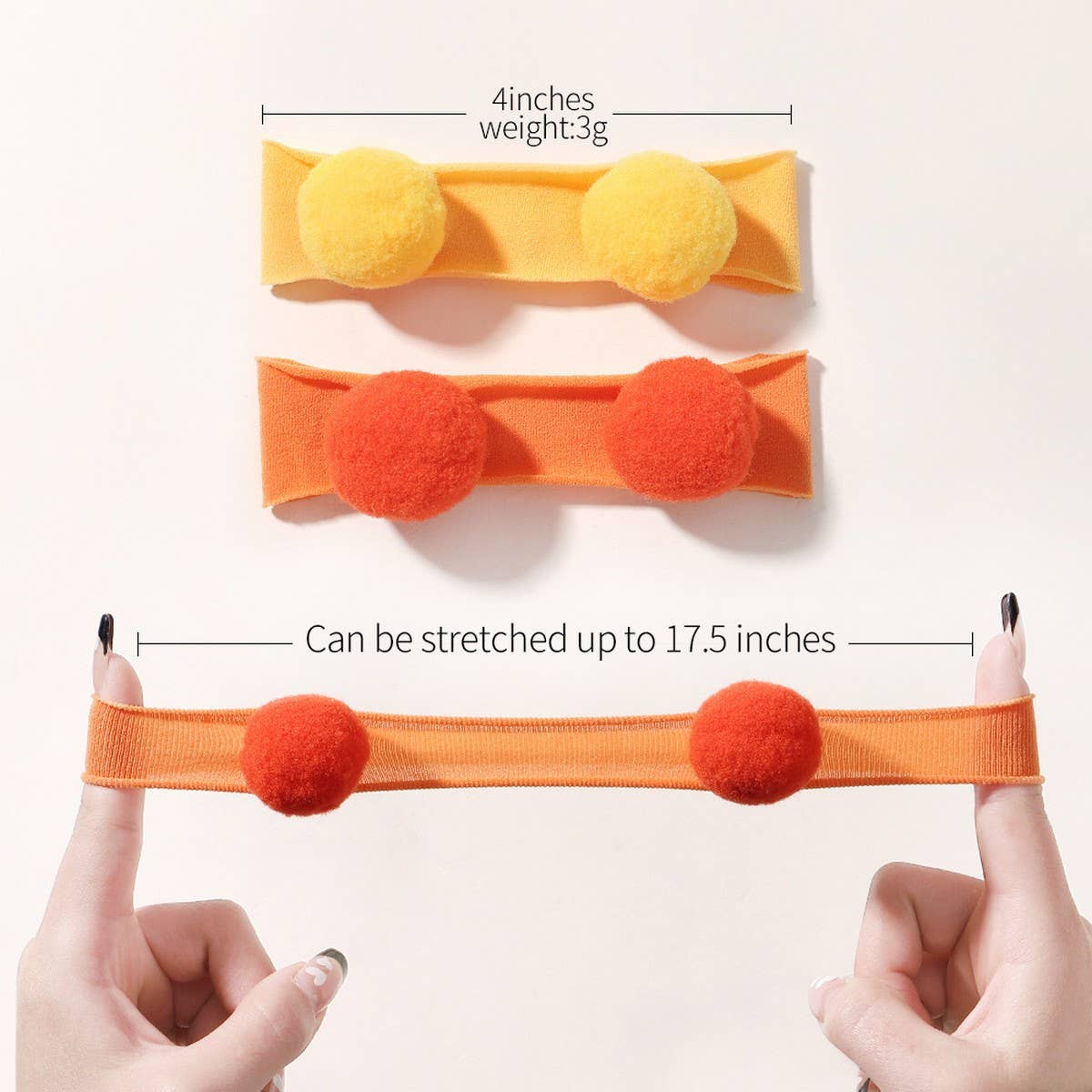 KIDS POM POM ELASTIC NYLON HEADBAND SET_CWAHA6743