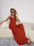 Summer Solid Color Pullover Sleeveless Jumpsuit