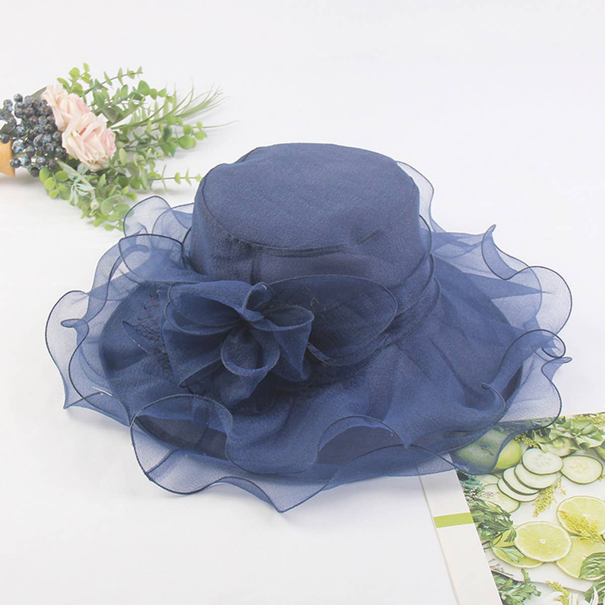 Women New Beach Cover Flower Mesh Hat_Cwah1207