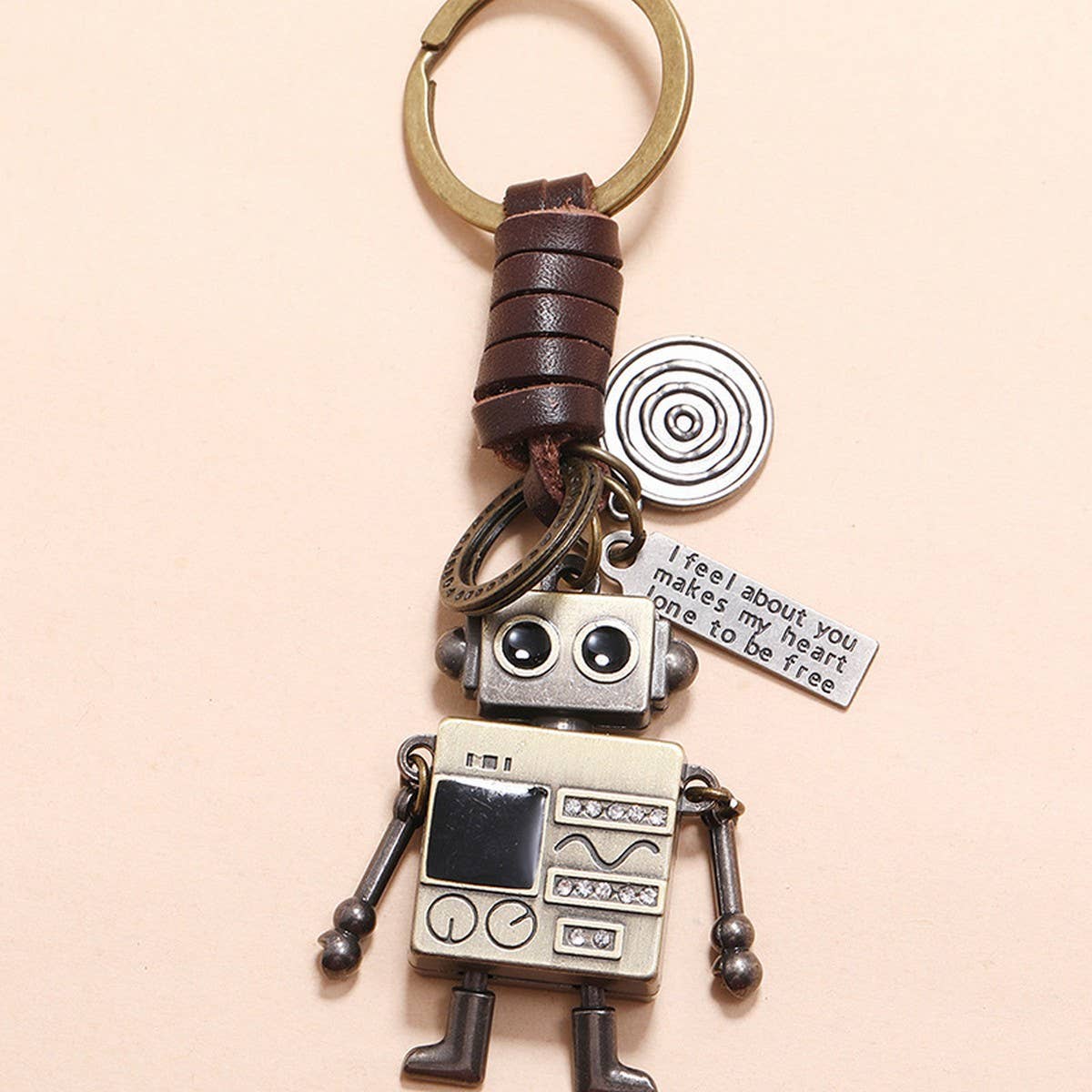 Vintage Braided Robot Cowhide Keychain_Cwmm4698