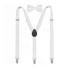 MULTICOLOR SOLID COLOR SUSPENDER CLIP BOW TIE SET_CWMM1105