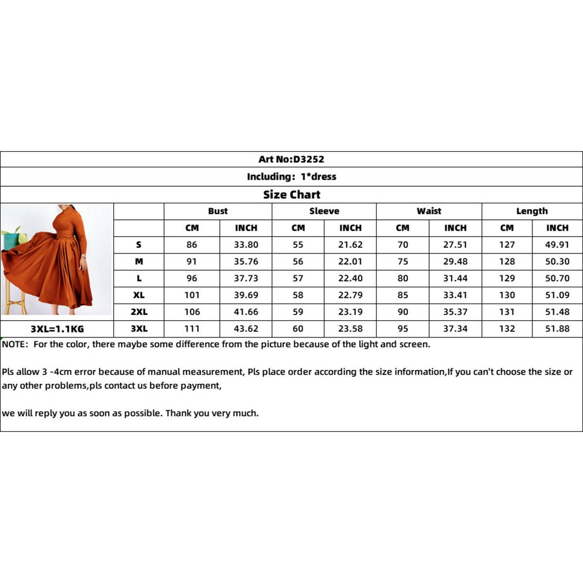 FASHIONABLE PLEATED PLUS SIZE SWING SKIRT DRESS_CWDMD3665