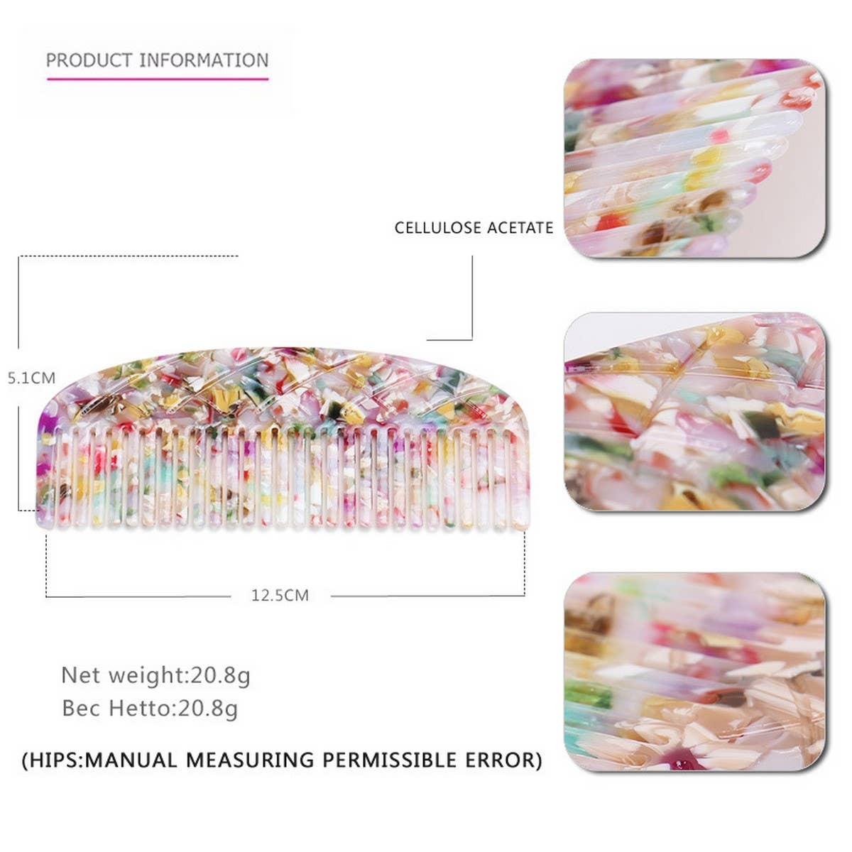 ACETATE SHEET COMB THICK GRADIENT TEETH HAIR COMB_CWAHA4190