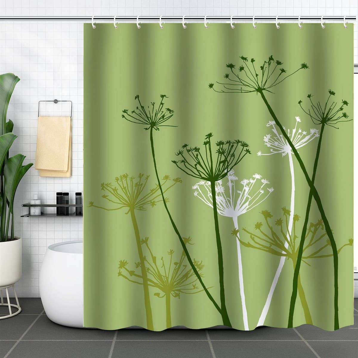 DANDELION FLOWER WATERPROOF SHOWER CURTAIN_CWMM1794
