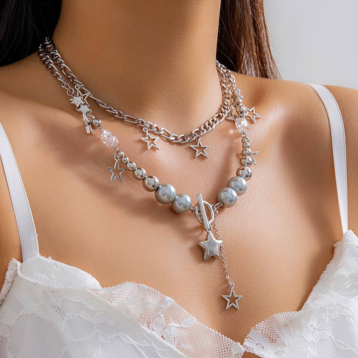 BEADED NECKLACE WITH STAR SHAPED PENDANT TASSELS_CWAJE1158