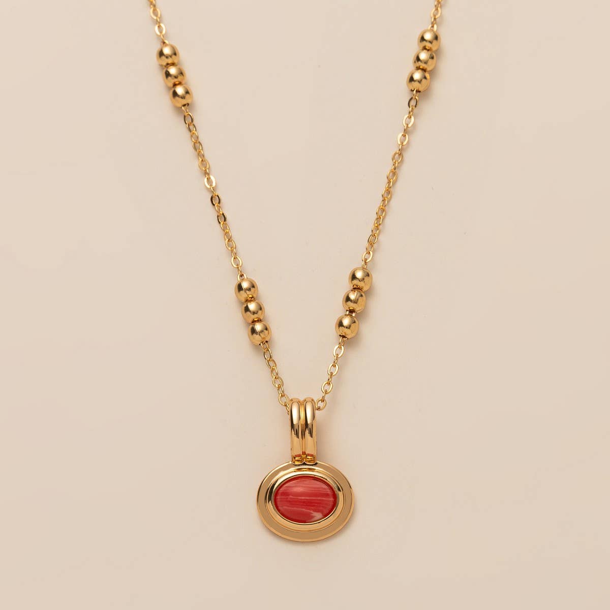 STAINLESS STEEL MULTI LAYERED GEMSTONE NECKLACE_CWMM5733