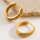 GOLD PLATED SQUARE U SHAPED STUD EARRINGS_CWMM8526