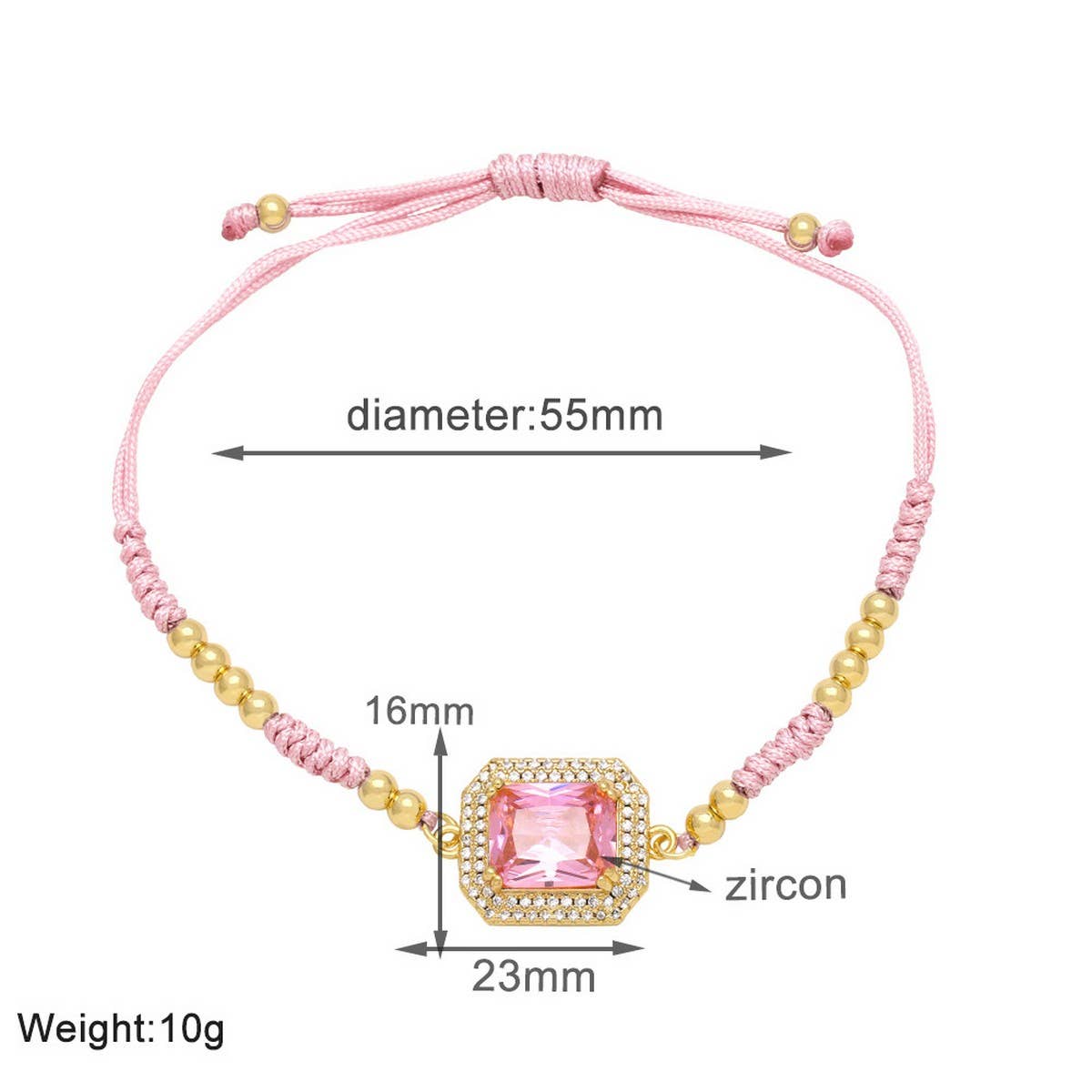 BOHEMIAN COLORED ZIRCON GEOMETRIC SQUARE BRACELET_CWAJE1041