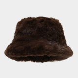 Faux Mink Plush Bucket Hat Winter Warm Trendy_Cwah04780