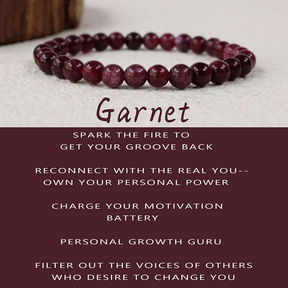 Cherry Red Garnet Beaded Bracelet_Cwmm11319
