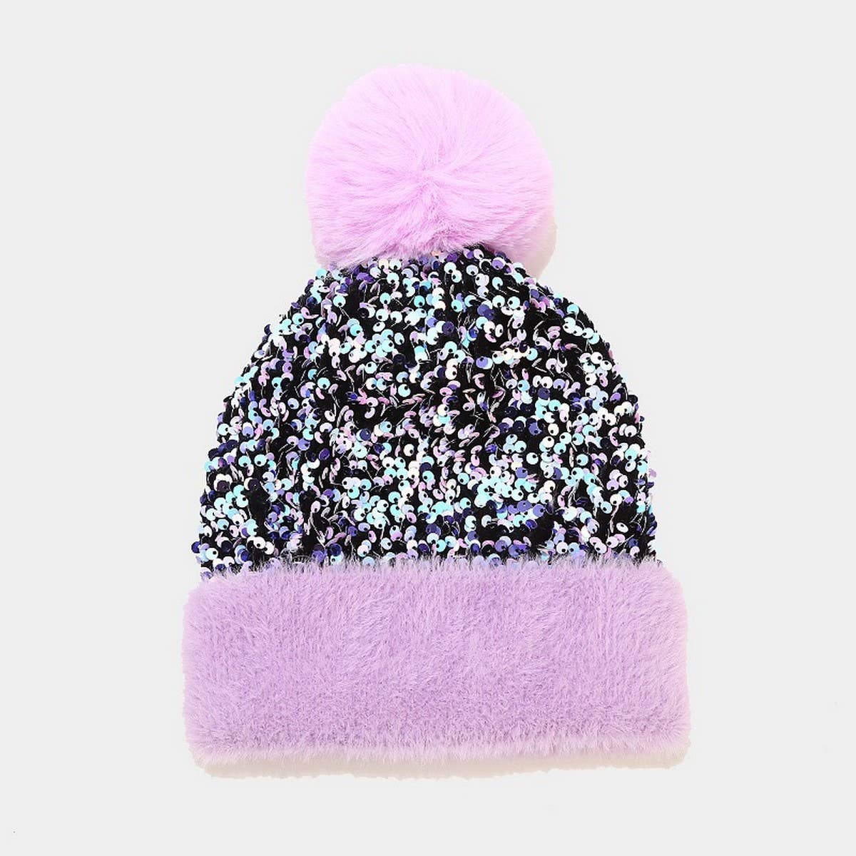 AUTUMN AND WINTER SEQUINED PLUSH KNITTED HAT_CWAH2146
