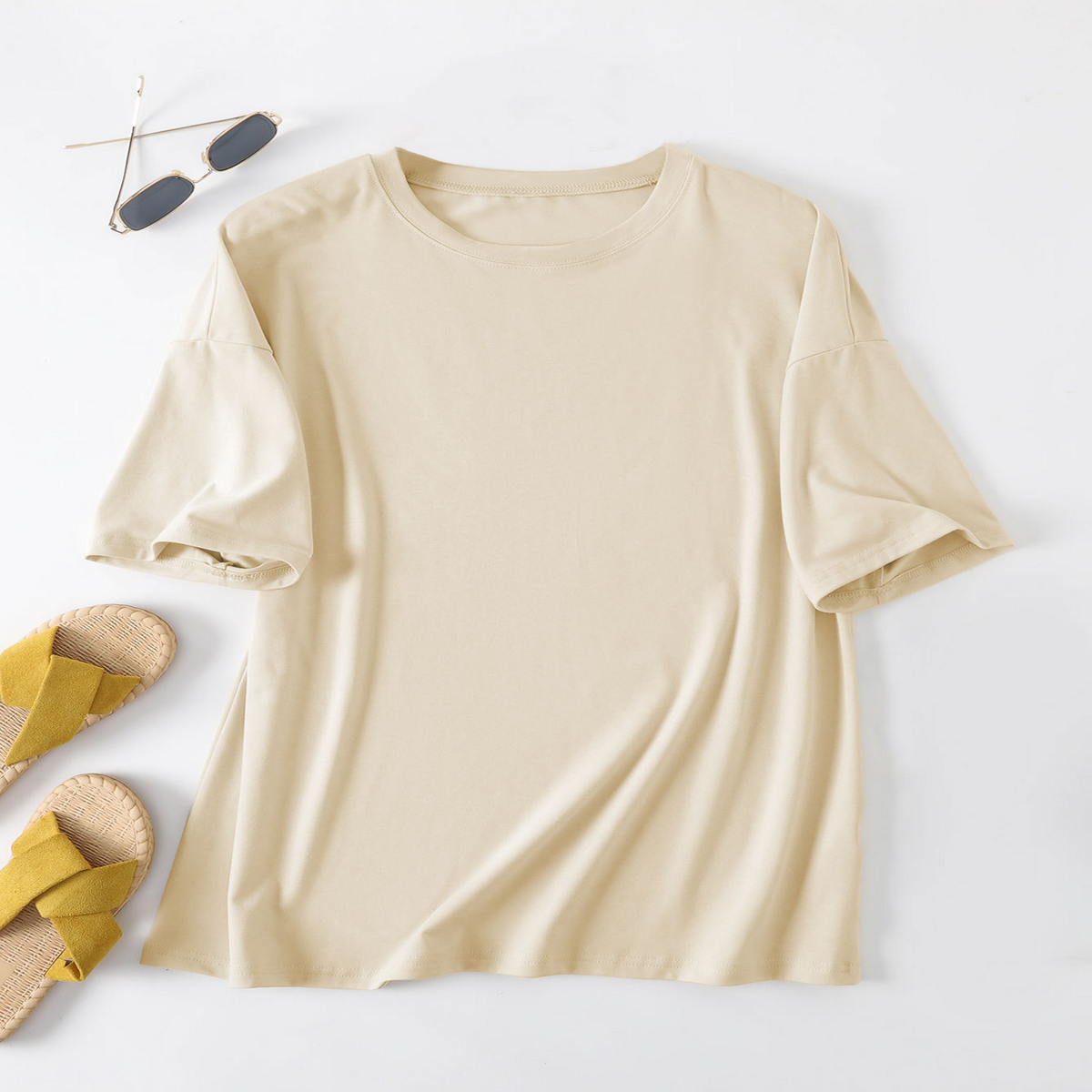 Womens Casual Oversized Tee, Crew Neck Design