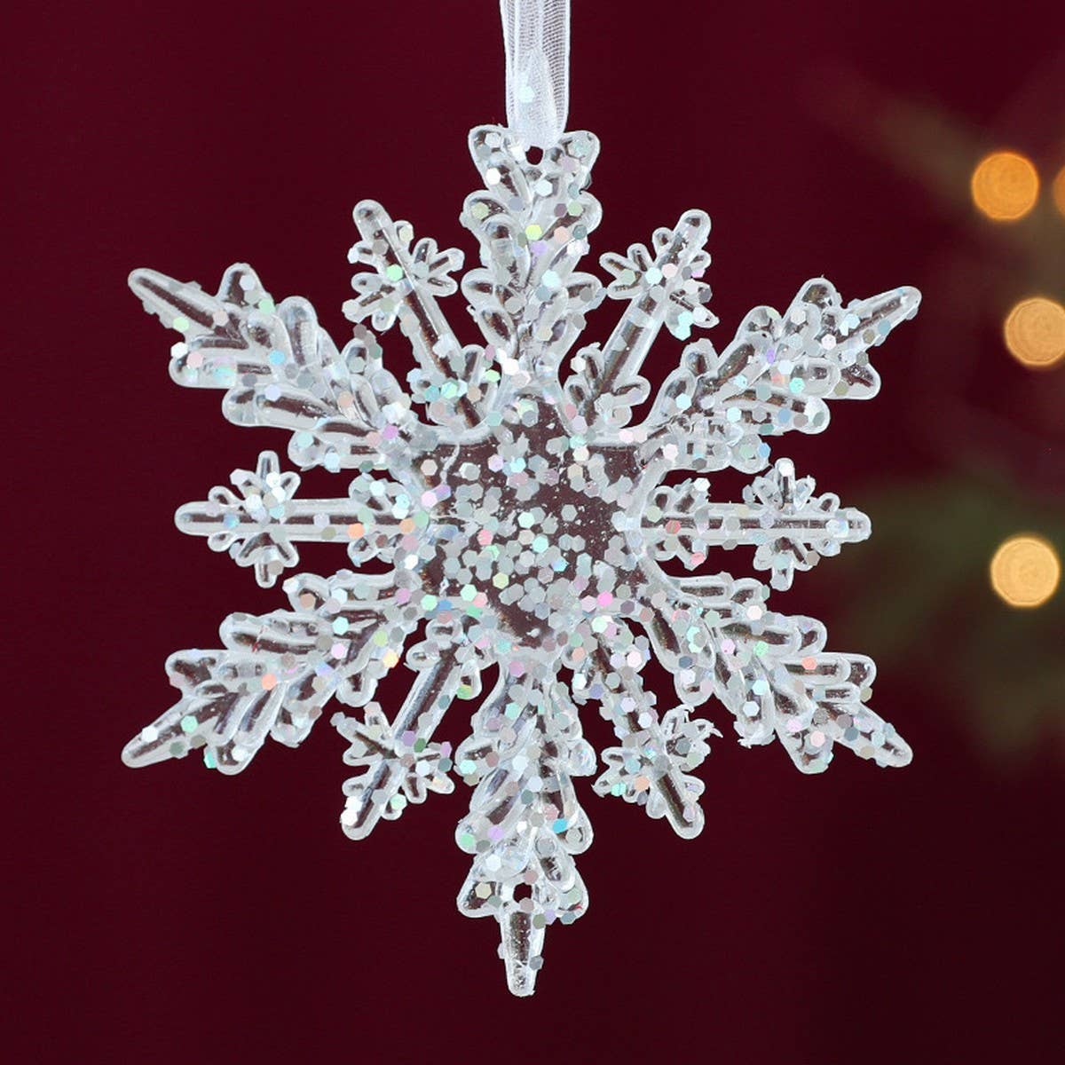 Transparent Xmas Tree Snowflake Reindeer Ornament_Cwmm9800