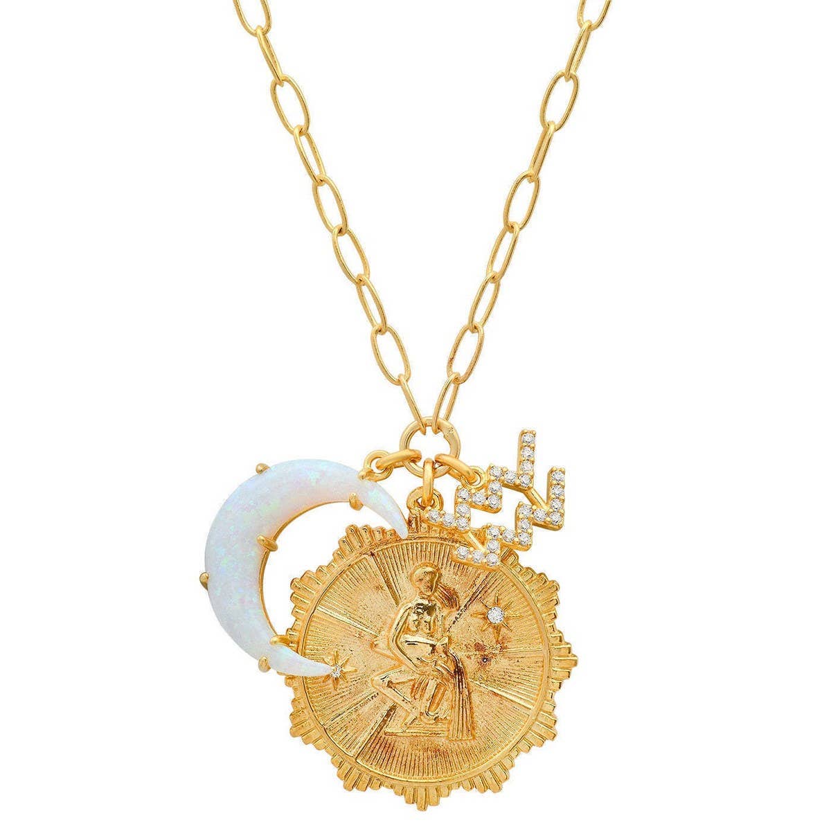 MICRO PAVED ZIRCONIA ZODIAC PENDANT NECKLACE_CWMM5295