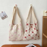 FASHIONABLE AND SIMPLE BOW DIAMOND TOTE BAG_CWAB3067