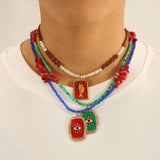 EVIL EYE NATURAL STONE BEADED HANDMADE NECKLACE_CWMM8871