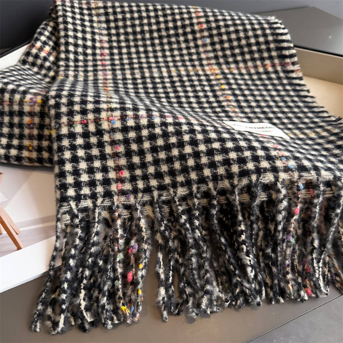 Houndstooth Pattern Winter Warm Cashmere Scarf_Cwasc03266