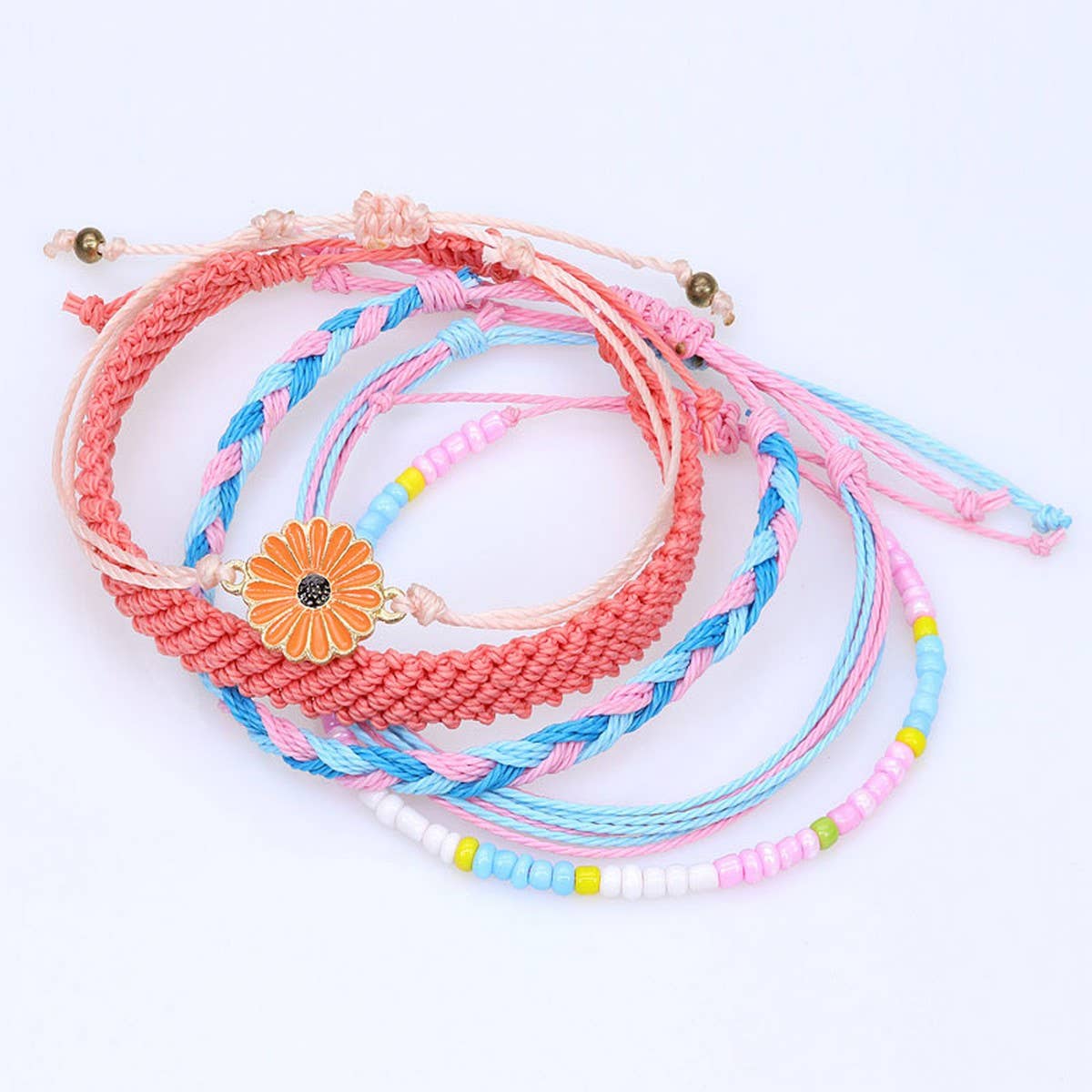 SUNFLOWER DAISY MIXED COLOR WOVEN BRACELET_CWAJE0717