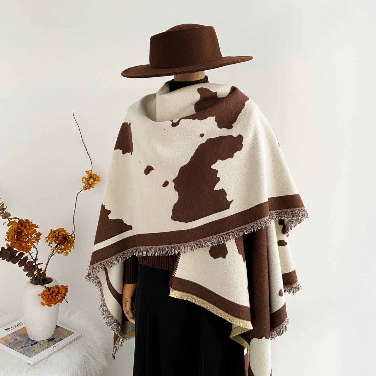 Korean Style Milk Pattern Shawl Women Thickcape_Cwocasl00091