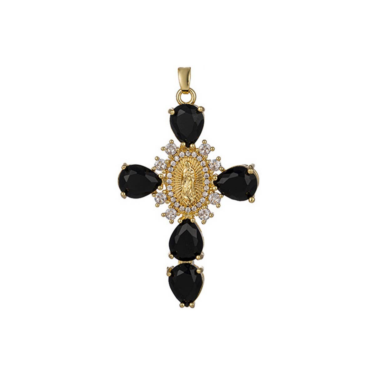 Zirconia Pendan Virgin Mary Cross Necklace_Cwmm5867