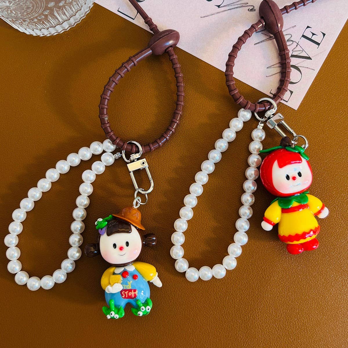 NEW CARTOON CLAY KEYCHAIN PEARL CHAIN GIFT CHARM_CWMM7879