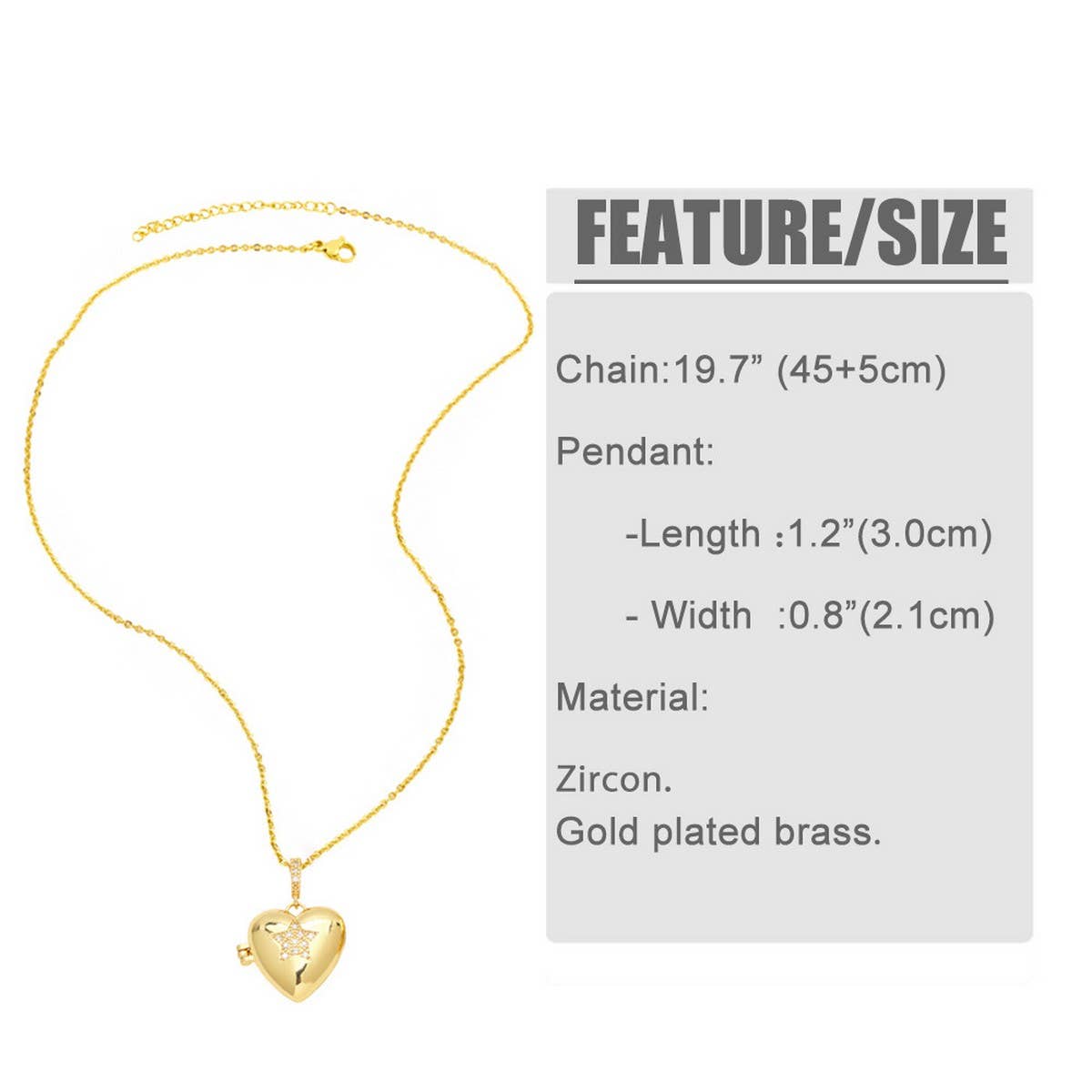 GOLD HEART SHAPED PENDANT NECKLACE_CWAJE0918