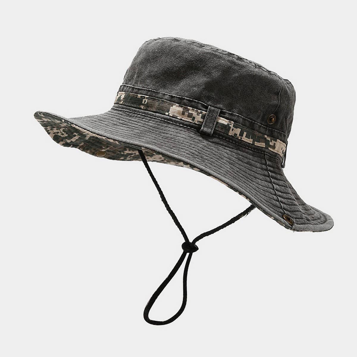 Washed Camouflage Bucket Hat Outdoor Uv Sun Cap_Cwah3835