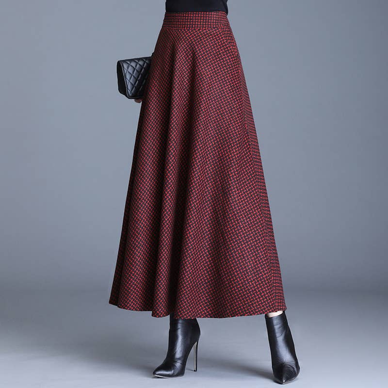 Woolen Thickened Waistline Long Skirt