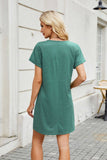Solid Color V-Neck Short-Sleeved Casual Dress