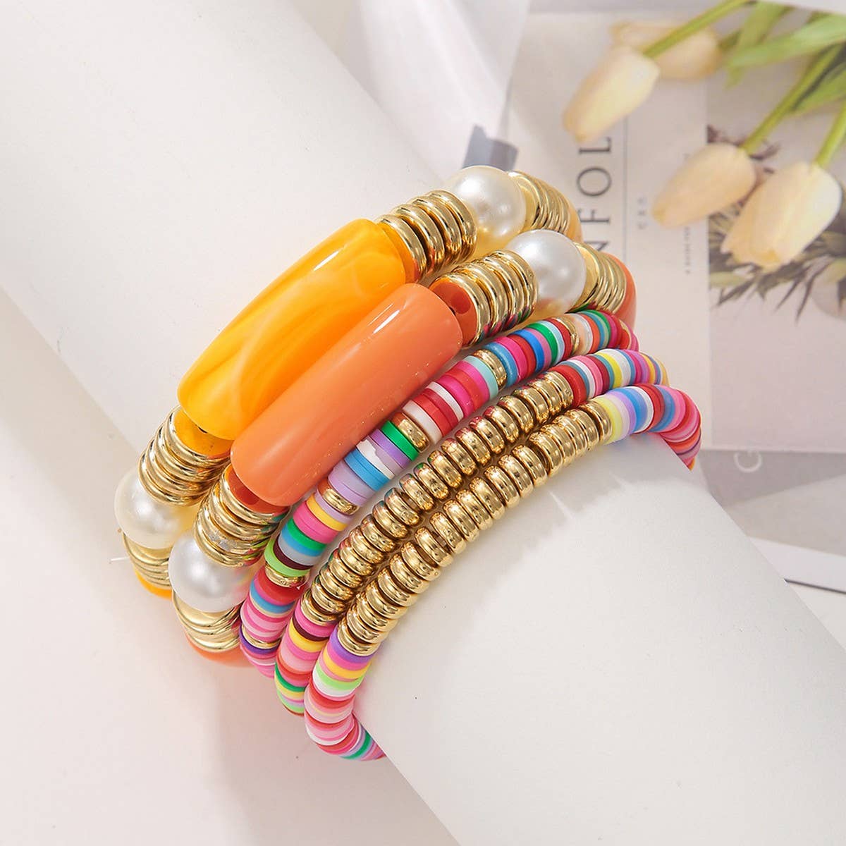 ETHNIC STYLE COLORFUL SOFT CLAY ACRYLIC BRACELETSET_CWMM3530