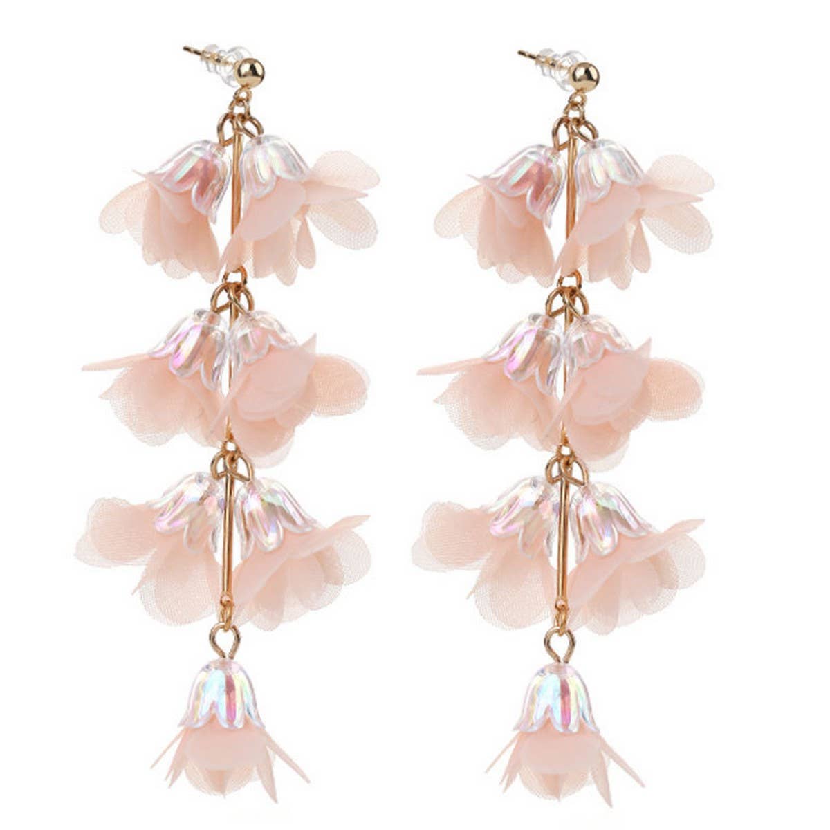 CRYSTAL FLOWER TASSEL EARRINGS ELEGANT LONG DROPS_CWMM6170
