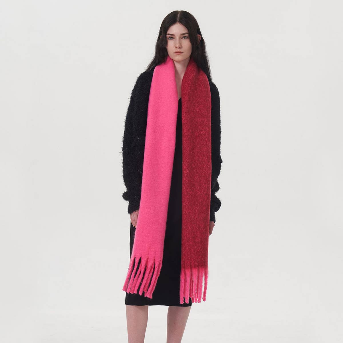 AUTUMN WINTER DOUBLE COLOR FAUX CASHMERE SCARF_CWASC0329