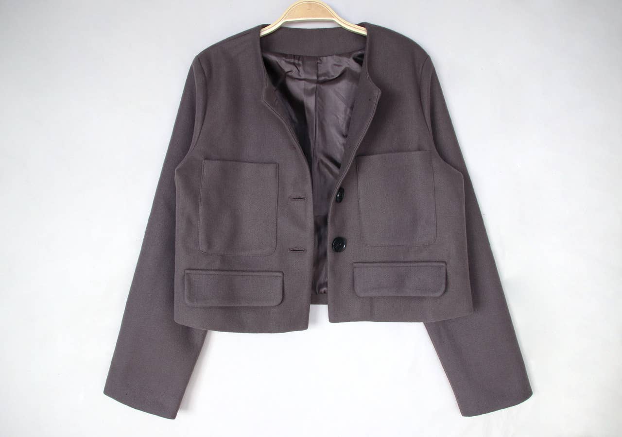 Woolen Long-Sleeved Single-Breasted Solid Coat