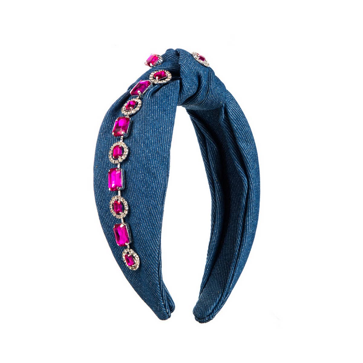 SIMPLE RHINESTONE KNOT DENIM HEADBAND_CWAHA2127