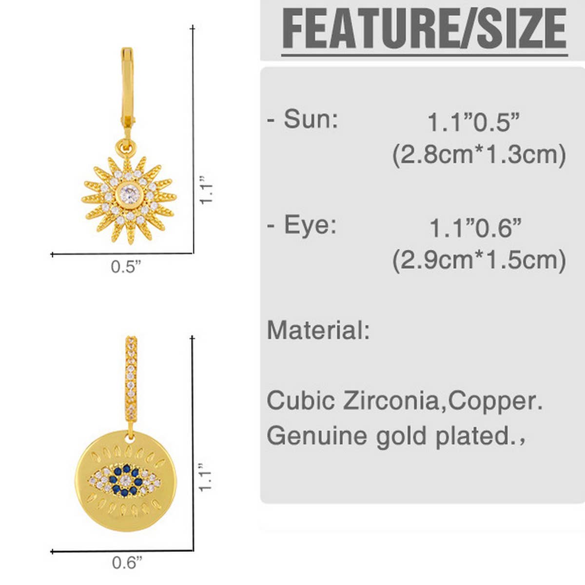 SUNFLOWER PENDANT WITH ZIRCON EARRINGS_CWAJE1016