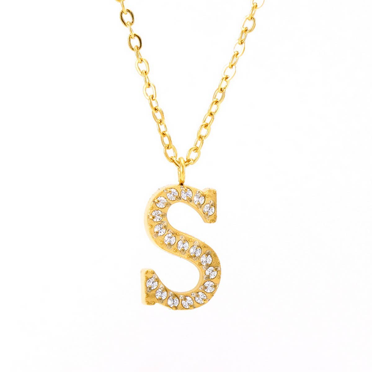 FASHION 26 LETTER DIAMOND PENDANT NECKLACE_CWAJE0684