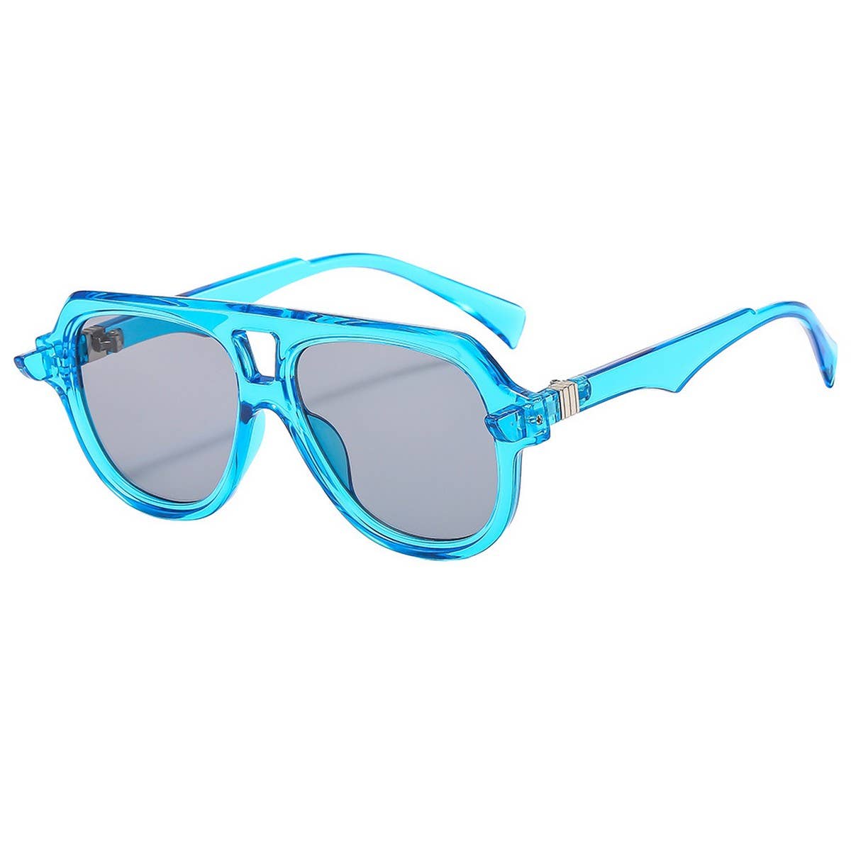 RETRO SPORTY DOUBLE BRIDGE COLORBLOCK SUNGLASSES_CWASG1197