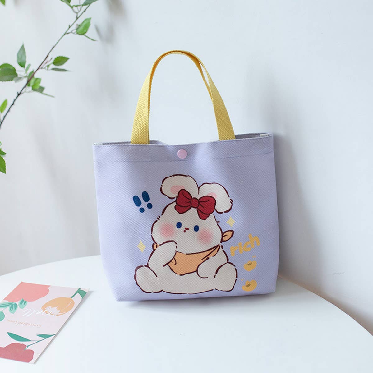 CUTE BUNNY TOTE BAG FOR GIRLS SPRING LUNCH BAG_CWAB5674