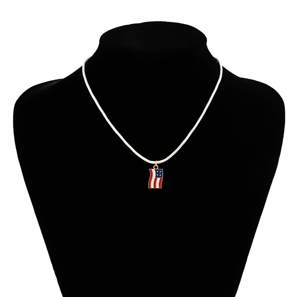 STAR FLAG INDEPENDENCE DAY LETTER BOW NECKLACE_CWAJE1474