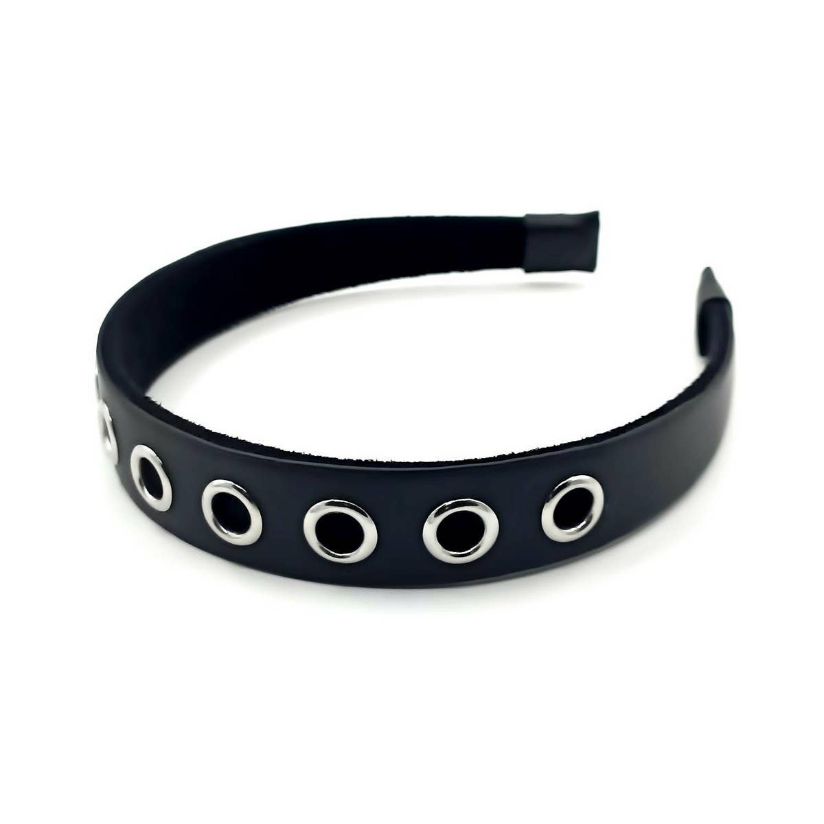 ELEGANT PUNK WIDE PU HEADBAND WITH LARGE STUDS_CWAHA6317