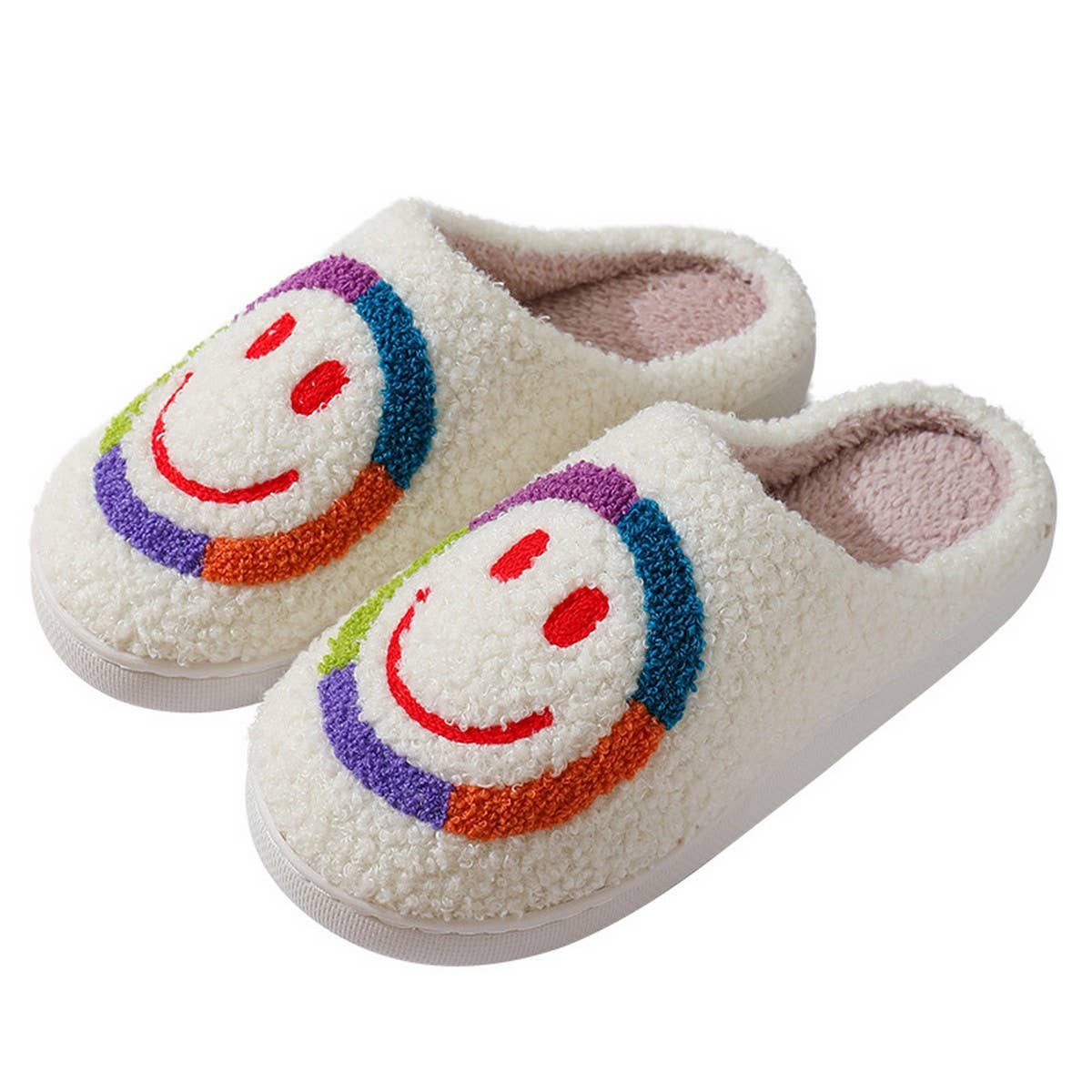 CUTE COLORFUL SMILEY FACE WINTER COTTON SLIPPERS_CWMM3068