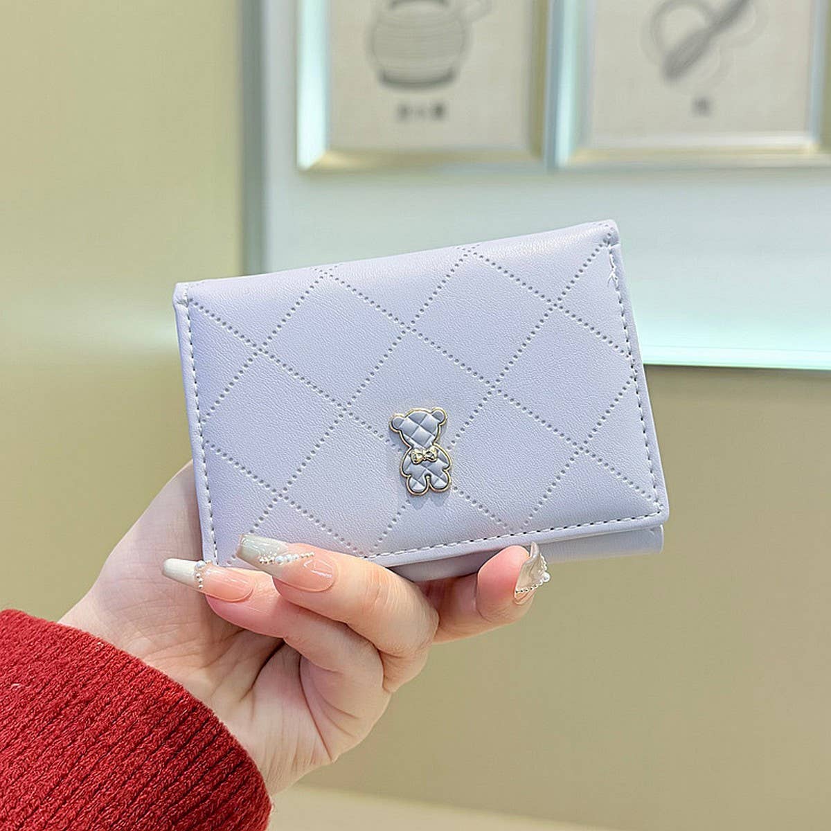 Cute Quilted Bear 3-Fold Wallet Ins_Cwab06257