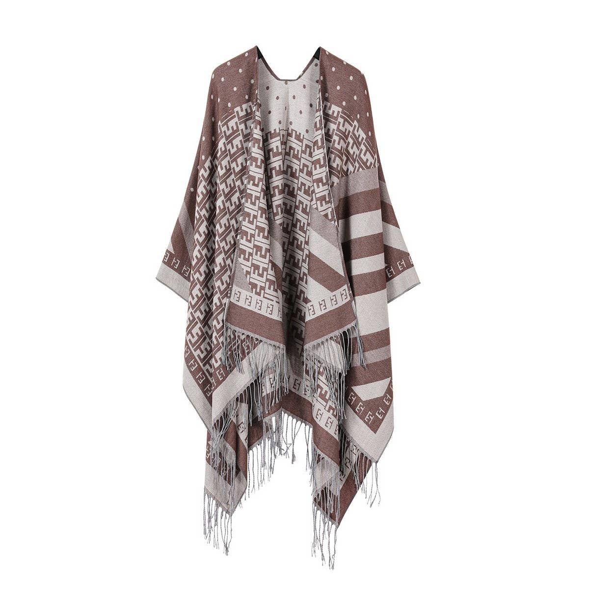 SHAWL FAUX CASHMERE CAPE FRINGED CAPE_CWASC2248