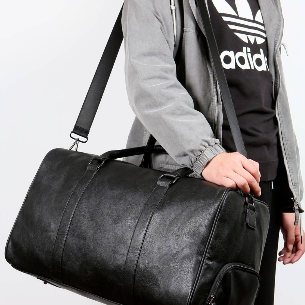 LARGE LEATHER DUFFEL BAG FOR MEN SHOE STORAGE_CWAB5176
