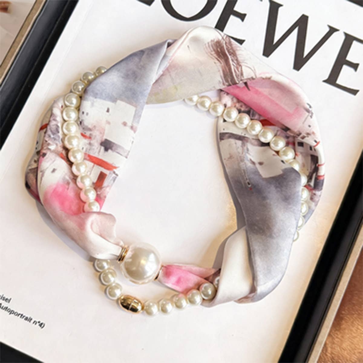 Pearl Magnetic Skinny Silk Neck Scarf_Cwasc03938